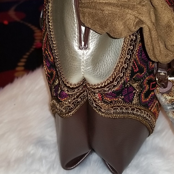 SHARIF 💜 WOW Melange Needlepoint Hobo Boho Bag (Brown) purse💜 - Picture 12 of 16